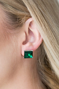 Paparazzi The Big Bang - Green Gem - Silver Earrings - $5 Jewelry With Ashley Swint
