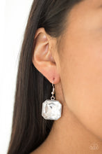 Load image into Gallery viewer, Paparazzi Me, Myself, and IDOL - White Gem - Silver Frame - Earrings - $5 Jewelry with Ashley Swint