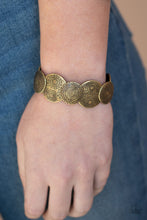 Load image into Gallery viewer, Paparazzi Pleasantly Posy - Brass - Hammered Dandelion Pattern - Stretchy Band Bracelet - $5 Jewelry with Ashley Swint