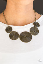 Load image into Gallery viewer, Paparazzi Deserves A Medal - Brass - Spiraling Textured Discs - Necklace &amp; Earrings - $5 Jewelry with Ashley Swint