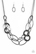 Load image into Gallery viewer, Paparazzi Metallic Maverick - Black - Gunmetal - Bold Layers - Necklace &amp; Earrings - $5 Jewelry With Ashley Swint