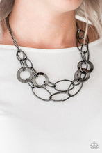 Load image into Gallery viewer, Paparazzi Metallic Maverick - Black - Gunmetal - Bold Layers - Necklace &amp; Earrings - $5 Jewelry With Ashley Swint