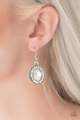 Paparazzi Wonderfully West Side Story - White Gem - Rhinestones - Earrings - $5 Jewelry With Ashley Swint