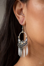 Load image into Gallery viewer, Paparazzi Cry Me A Riviera - Brown - Earthy Soybean Accents - Ornate Silver Fringe - Earrings - $5 Jewelry With Ashley Swint