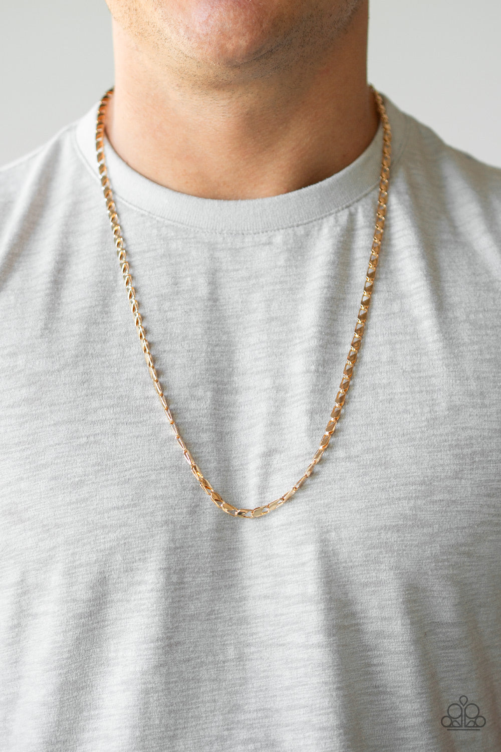 Paparazzi Free Agency - Gold - Chain Necklace - Men's Collection - $5 Jewelry With Ashley Swint