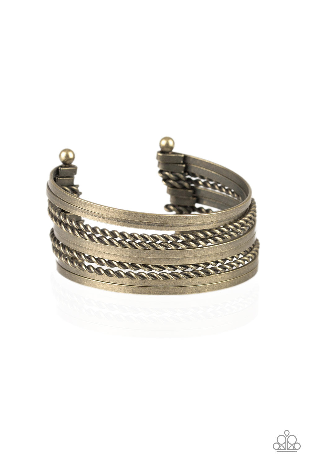 Paparazzi Perfectly Patterned - Brass - Stacked Brass Rods - Cuff Bracelet - $5 Jewelry with Ashley Swint