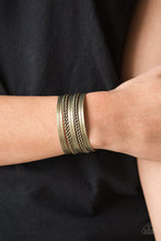 Load image into Gallery viewer, Paparazzi Perfectly Patterned - Brass - Stacked Brass Rods - Cuff Bracelet - $5 Jewelry with Ashley Swint