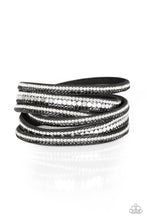 Load image into Gallery viewer, Paparazzi Rock Star Attitude - Black / Silver - and White Rhinestones - Double Wrap - Bracelet - $5 Jewelry with Ashley Swint