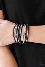 Load image into Gallery viewer, Paparazzi Rock Star Attitude - Black / Silver - and White Rhinestones - Double Wrap - Bracelet - $5 Jewelry with Ashley Swint