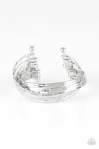 Paparazzi See A Pattern? - Silver - Hammered Silver Crisscross Stacked Cuff Bracelet - $5 Jewelry With Ashley Swint