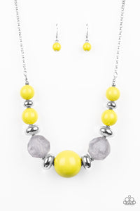 Paparazzi Daytime Drama - Yellow - Necklace and matching Earrings - $5 Jewelry With Ashley Swint
