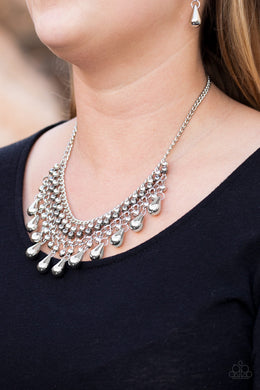 Paparazzi Dont Forget To BOSS! - Silver - and Gunmetal Beads - Edgy Fringe Necklace & Earrings - $5 Jewelry With Ashley Swint