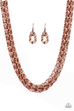 Paparazzi Put It On Ice - Copper - Acrylic Necklace & Earrings - $5 Jewelry With Ashley Swint