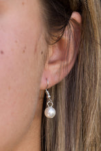 Load image into Gallery viewer, Paparazzi Rockefeller Romance - White - Pearly Beads - Rows Of Shimmery Silver Chains - Necklace &amp; Earrings - $5 Jewelry With Ashley Swint