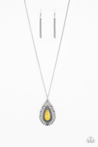 Paparazzi Sedona Solstice - Yellow Stone - Silver Necklace & Earrings - $5 Jewelry With Ashley Swint