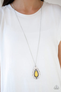 Paparazzi Sedona Solstice - Yellow Stone - Silver Necklace & Earrings - $5 Jewelry With Ashley Swint