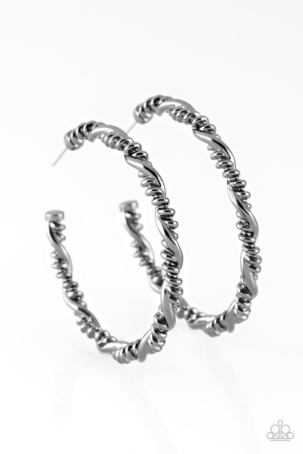 Paparazzi Street Mod - Black Gunmetal - Hoop Earrings - $5 Jewelry With Ashley Swint