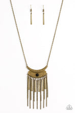 Load image into Gallery viewer, Paparazzi Take ZEN - Brass - Pendant Fringe - Necklace and matching Earrings - $5 Jewelry With Ashley Swint