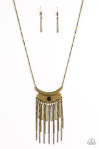 Paparazzi Take ZEN - Brass - Pendant Fringe - Necklace and matching Earrings - $5 Jewelry With Ashley Swint