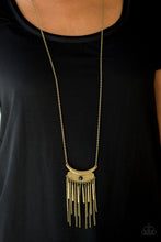 Load image into Gallery viewer, Paparazzi Take ZEN - Brass - Pendant Fringe - Necklace and matching Earrings - $5 Jewelry With Ashley Swint