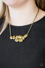 Load image into Gallery viewer, Paparazzi Urban Dynasty - Brass - Aurum Gems - Necklace &amp; Earrings - $5 Jewelry With Ashley Swint