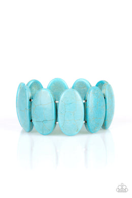 Paparazzi Dramatically Nomadic - Blue Turquoise Stones - Stretchy Band Bracelet - $5 Jewelry with Ashley Swint