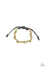 Load image into Gallery viewer, Paparazzi Rumble - Brass - Black Cording - Cable Chain - Sliding Knot Bracelet - Men&#39;s Collection - $5 Jewelry With Ashley Swint