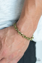 Load image into Gallery viewer, Paparazzi Rumble - Brass - Black Cording - Cable Chain - Sliding Knot Bracelet - Men&#39;s Collection - $5 Jewelry With Ashley Swint