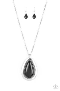 Paparazzi BADLAND to The Bone - Black Stone - Silver Necklace & Earrings - $5 Jewelry With Ashley Swint