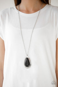 Paparazzi BADLAND to The Bone - Black Stone - Silver Necklace & Earrings - $5 Jewelry With Ashley Swint
