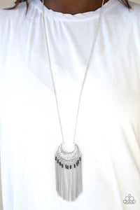 Paparazzi Desert Coyote - Black Beads - Silver Chain and Fringe Necklace & Earrings - $5 Jewelry With Ashley Swint