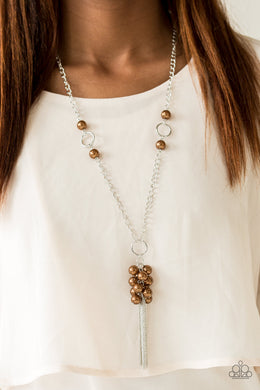 Paparazzi Hit The Runway - Brown Beads - Silver Necklace & Earrings - $5 Jewelry With Ashley Swint