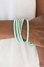 Load image into Gallery viewer, Paparazzi I BOLD You So! - Blue Suede - White Rhinestones - Double Wrap - Bracelet - $5 Jewelry With Ashley Swint