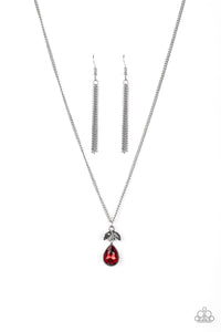 Paparazzi Nice To Meet You - Red Gem - Hematite Rhinestones - Leafy Silver Necklace - $5 Jewelry With Ashley Swint