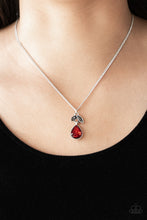 Load image into Gallery viewer, Paparazzi Nice To Meet You - Red Gem - Hematite Rhinestones - Leafy Silver Necklace - $5 Jewelry With Ashley Swint