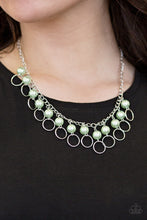 Load image into Gallery viewer, Paparazzi Run The Show - Green Pearls - Silver Necklace &amp; Earrings - $5 Jewelry With Ashley Swint