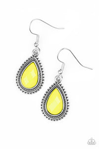 Paparazzi Summer Vacay - Yellow Bead - Silver Earrings - $5 Jewelry With Ashley Swint