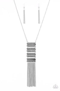 Paparazzi Watch Your Step - Silver - Necklace and matching Earrings - $5 Jewelry With Ashley Swint