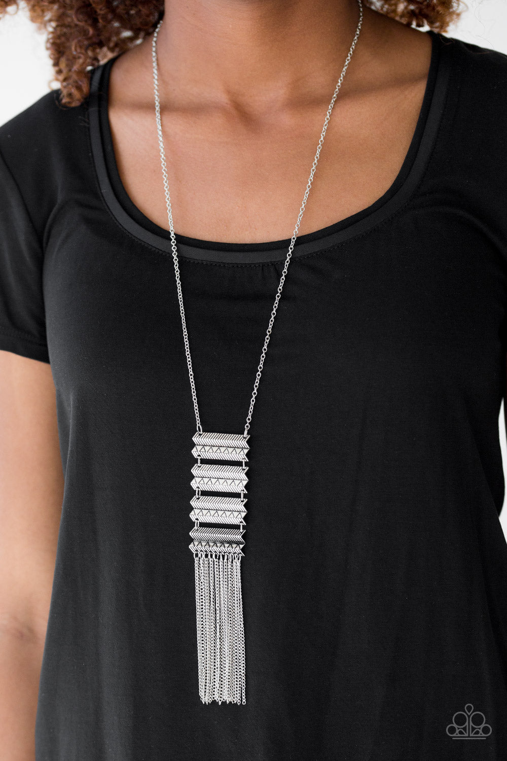 Paparazzi Watch Your Step - Silver - Necklace and matching Earrings - $5 Jewelry With Ashley Swint