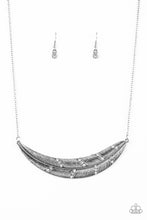Load image into Gallery viewer, Paparazzi Say You QUILL - White Rhinestones - Silver Feather Necklace and matching Earrings - $5 Jewelry with Ashley Swint