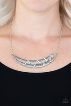 Load image into Gallery viewer, Paparazzi Say You QUILL - White Rhinestones - Silver Feather Necklace and matching Earrings - $5 Jewelry with Ashley Swint