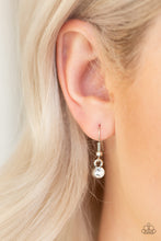 Load image into Gallery viewer, Paparazzi Say You QUILL - White Rhinestones - Silver Feather Necklace and matching Earrings - $5 Jewelry with Ashley Swint