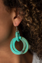 Load image into Gallery viewer, Paparazzi Retro Riviera - Blue Turquoise - Faux Marble Acrylic - Hoops Earrings - $5 Jewelry With Ashley Swint