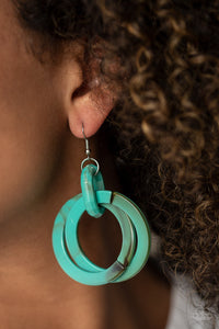 Paparazzi Retro Riviera - Blue Turquoise - Faux Marble Acrylic - Hoops Earrings - $5 Jewelry With Ashley Swint