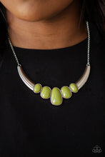 Load image into Gallery viewer, Paparazzi A BULL House - Green Beads - Silver Statement Necklace &amp; Earrings - $5 Jewelry With Ashley Swint