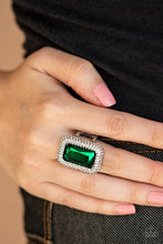 Load image into Gallery viewer, Paparazzi A Grand STATEMENT-MAKER - Green - Emerald Cut - White Rhinestones - Ring - $5 Jewelry with Ashley Swint