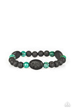 Load image into Gallery viewer, Paparazzi A Hundred and ZEN Percent - Green Stone - Black Lava Rock Bracelet - $5 Jewelry With Ashley Swint