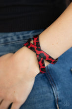 Load image into Gallery viewer, Paparazzi All GRRirl - Red - and Black Cheetah Print - Black Leather - Double Wrap Bracelet - $5 Jewelry with Ashley Swint