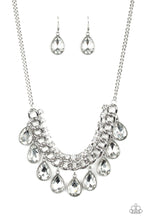 Load image into Gallery viewer, Paparazzi All Toget-HEIR Now - White - Teardrop Rhinestones - Bold Silver Chain - Necklace &amp; Earrings - $5 Jewelry with Ashley Swint