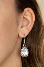 Load image into Gallery viewer, Paparazzi All Toget-HEIR Now - White - Teardrop Rhinestones - Bold Silver Chain - Necklace &amp; Earrings - $5 Jewelry with Ashley Swint